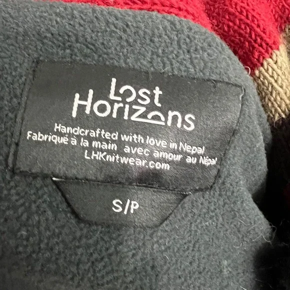 Lost Horizons Hand Knit Wool Fleece Lined Southwestern Shawl Collar Cardigan S - Picture 3 of 6